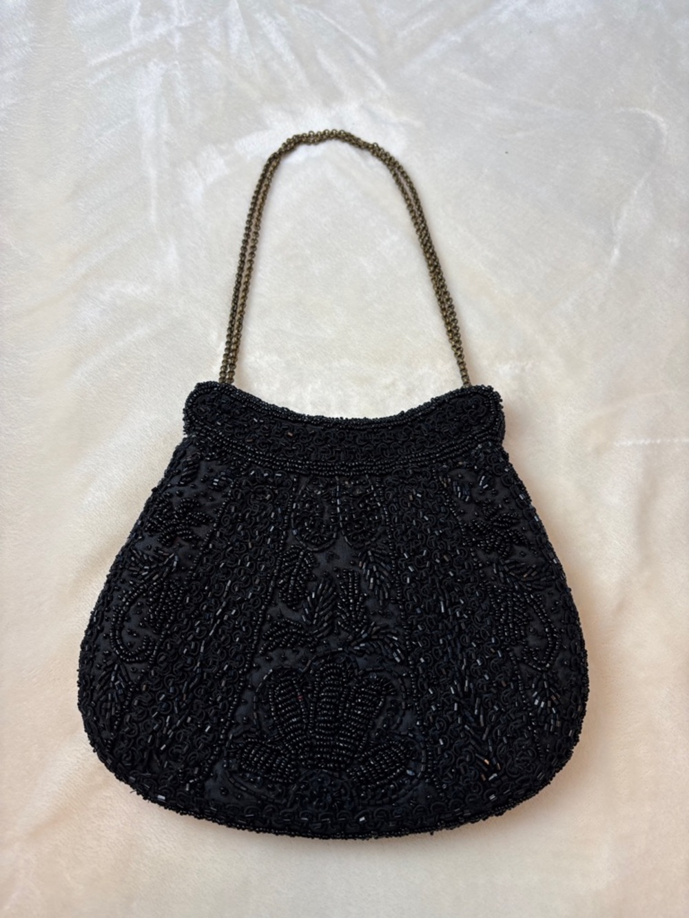 Vintage Black Beaded Evening Handbag - Fabulous w/Chain - Picture 8 of 13